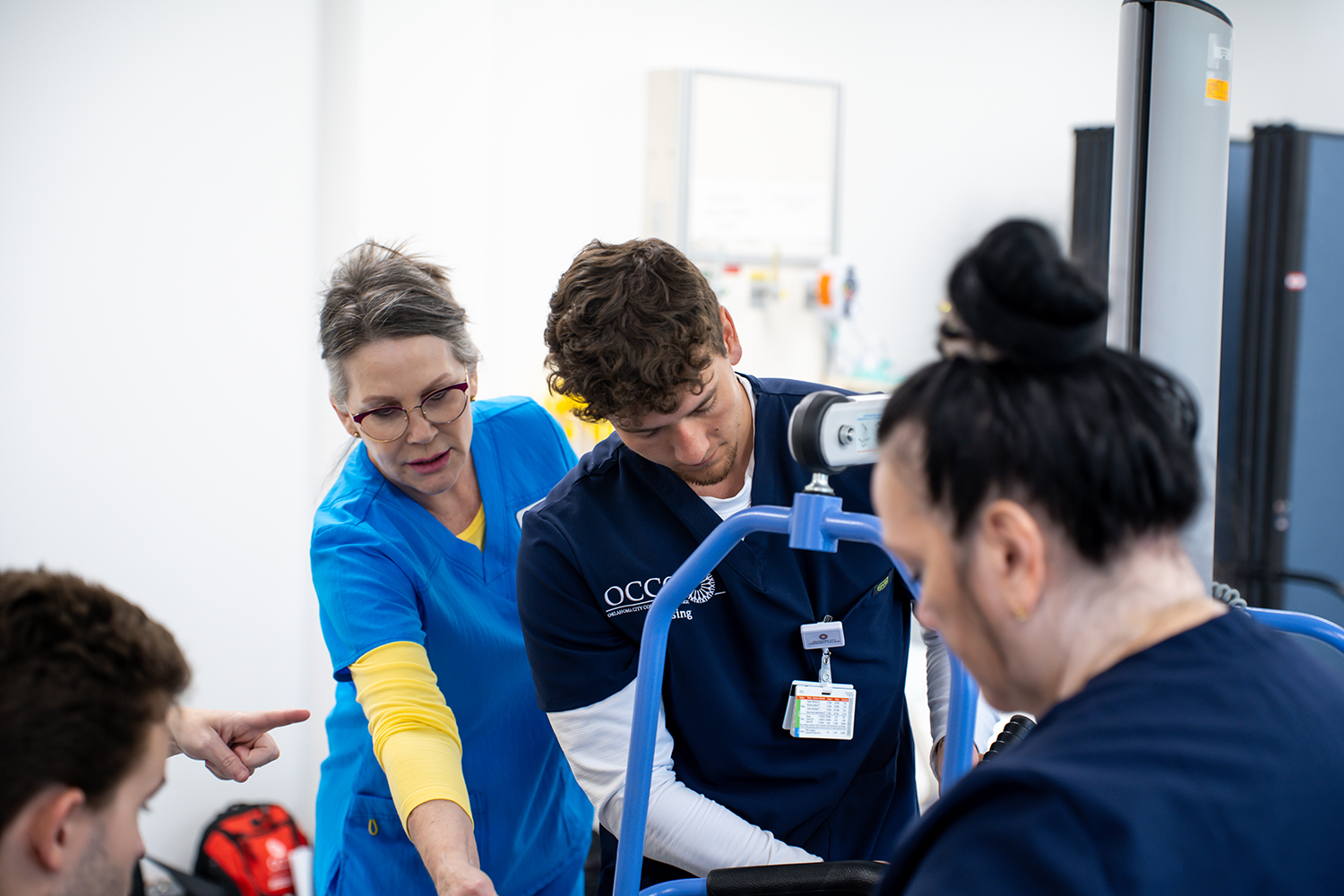 Nursing students with a faculty member.